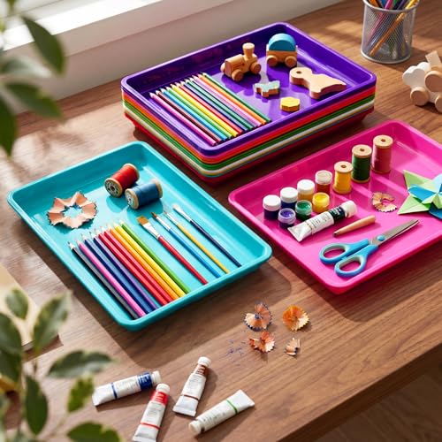 Maitys 15 Pack Plastic Art Trays 12 x 16 Inch Sensory Trays, Vivid Color - color: Vivid Color