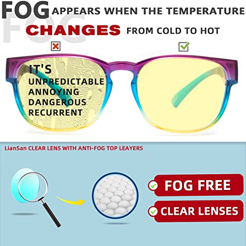 LianSan Safety Glasses Over Eyeglasses for Women - Anti-Fog Goggles Fit Over Eyewear for ANSI Z87.1 Certified - color: Multicolor/Yellow