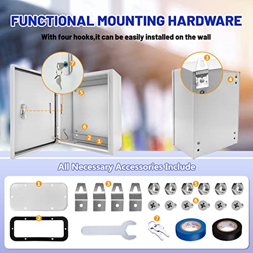 Electrical Junction Box 20x16x8, NEMA 4X IP66 Steel Enclosure Box - size: 20 x 16 x 8''