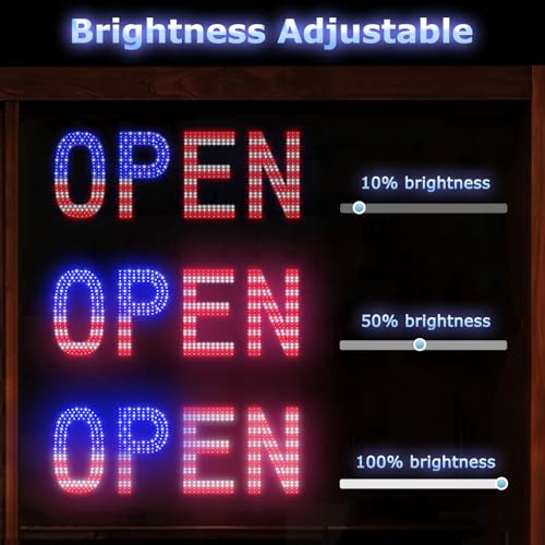 LED Open Sign 30x10 Remote Dimmable 12 Modes US Flag for Business Window - color: US Flag, size: 30" x 10"