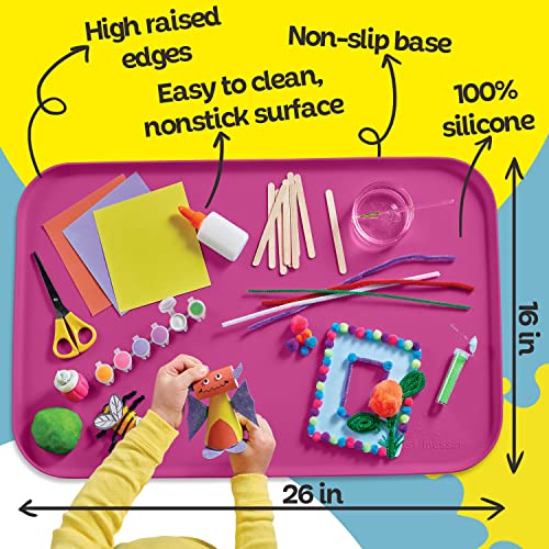 Just Messin’ Silicone Arts and Crafts Mat for Kids, 16" x 26", Pink - color: Pink, size: 16" x 26"
