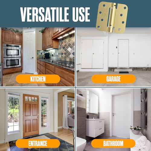 Self Closing Door Hinges Spring Loaded Automatic Closer 4 Inch Nickel 2Pk - color: Satin Nickel Finish, size: 4 Inch, 5/8 Radius