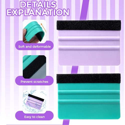 2 PCS Felt Squeegee for Vinyl, 4 Inch Wallpaper Smoothing Tool