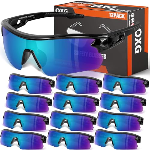 OXG Work Safety Glasses for Men Women, ANSI Z87.1 UV Protection - color: 12p-multicolor