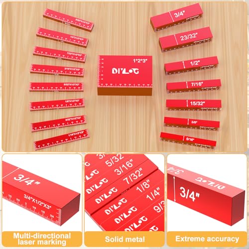 Setup Blocks Woodworking, Setup Blocks Height Gauge Set, 16 PCS Setup Blocks with Set Up Blocks for Woodworking, Case, Square Ruler, Aluminum Setup Bars for Router and Table Saw Accessories - style: Measurement