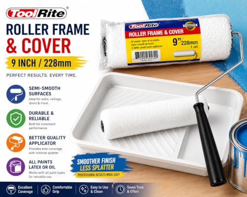 9-Inch Paint Roller Frame and Microfiber Cover Set - size: 9 Inch