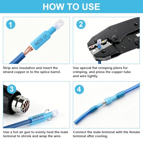 Tnisesm 620Pcs Marine Grade Heat Shrink Wire Connectors kit 22-10 AWG Electrical Connectors Ring, Ring Fork Spade Butt Splice Terminals - color: 620PCS, size: Heat shrink style
