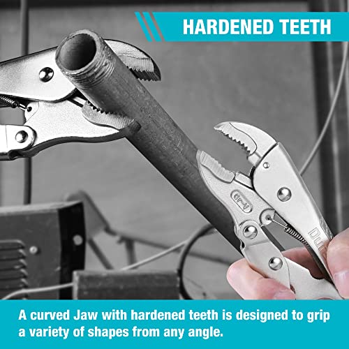 DURATECH 10-Inch Locking Pliers, Premium Cr-V Construction, Curved Jaw Locking Pliers with Wire Cutter, Fit for Clamping Twisting Welding - size: 10-Inch