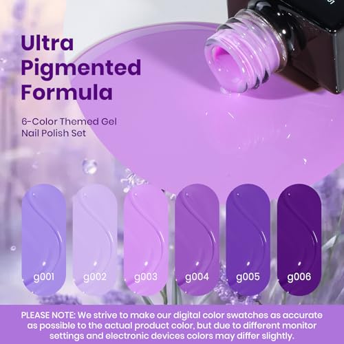 Beetles Purple Gel Polish Set, Violet Letter Collecion, 6 Purple Colors - color: A - Creme | 0-0-Violet Letter