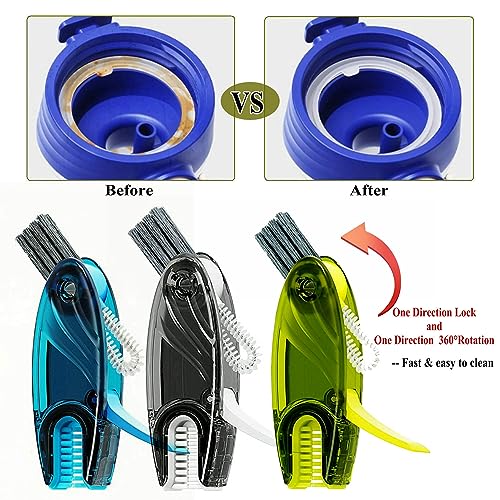 4 in 1 Cup Lid Cleaning Brush Set Multifunctional Bottle Brush Cleaner Tiny Bottle Cup Lid Brush Straw Cleaner Tools Mini Silicone Bottle Cup-Holder Cleaner with Hook Remover Green+Grey - style: 1pc Green 1pc Grey 4in1