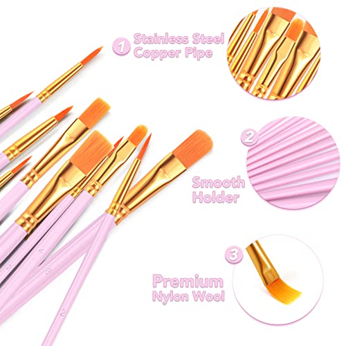 ESRICH 80PCS Pink Paint Brushes, Paint Brush for Acrylic Painting - color: Pink, size: 80