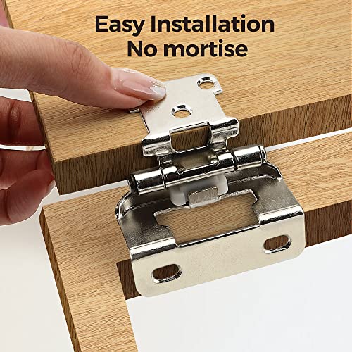 Ravinte Satin Nickel Kitchen Cabinet Hinges, Semi Wrap 1/2" Overlay,20 Pack - size: Semi Wrap 1/2" Overlay