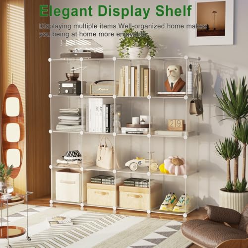 C&AHOME 16 Cube Storage Organizer Cube Shelves Units Storage Cubes, Twill - color: Transparent Twill