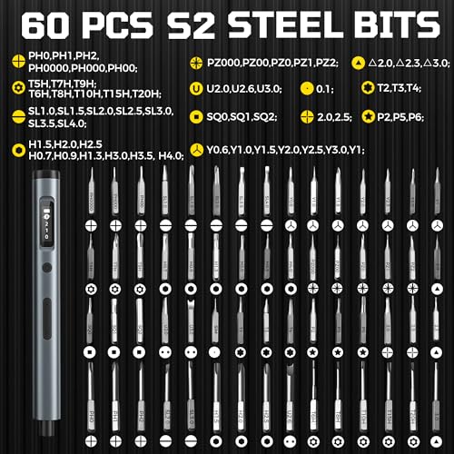 3.7V Mini Electric Screwdriver 62in1 Precision Kit for Phone Laptop - color: 62-in-1-grey