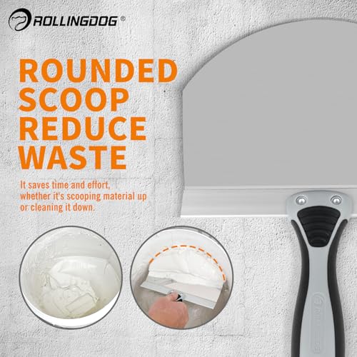 ROLLINGDOG 8 Inch Drywall Bucket Scoop Stainless Steel - color: 8 Inch
