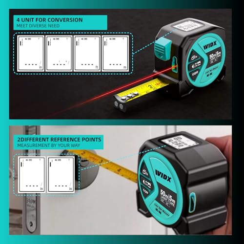 WIDX 2 in 1 Laser Tape Measure,164ft Laser Measurement & 16ft Tape Measure