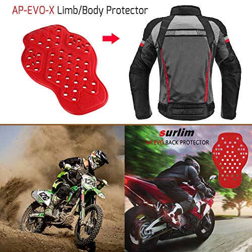 Surlim Back Protector CE Insert Armor Motorcycle Jacket Replacement Pads - size: Back