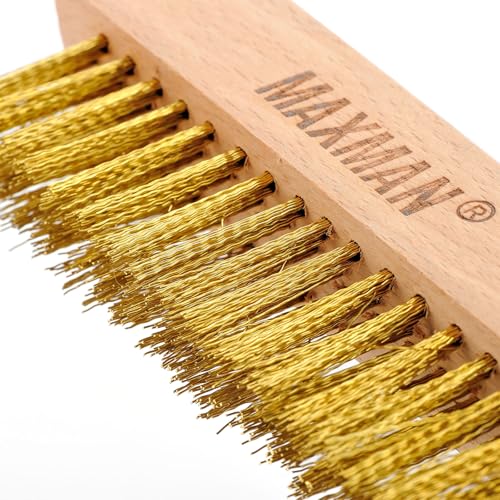 MAXMAN Brass Brush 2Pcs, 10" Soft Brass Bristle Brush, Rust/Weld Cleaner - style: 2Pcs Soft Brass Bristle Brushes