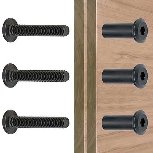 25 Pcs M8x35mm Black Furniture Bolt Cabinet Connector Screws for Furniture - size: M8x35mm