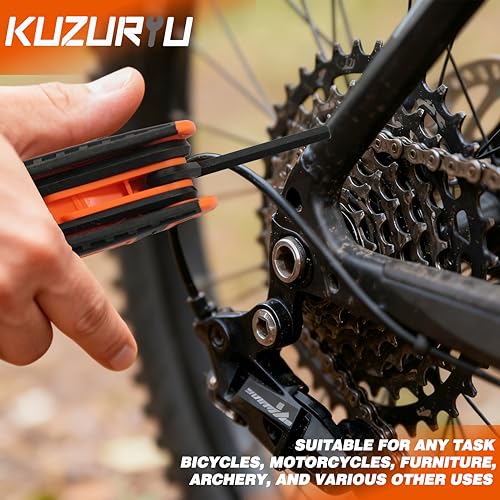 kuzuryu 17pcs Folding Allen Wrench Set, 2-Pack SAE & Metric Allen Key Set, Heat-Treated Chrome-Vanadium Steel - Portable Hex Tool for Bikes and Home Repair