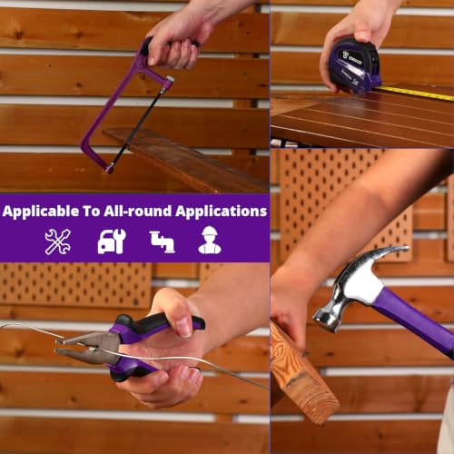 DEKOPRO Tool Set: 228 Piece Home Tool Kit, Household Basic Repair Tool Set Comes with Storage ToolBox, Socket Wrench Set for Car, Hand Tool Box Set for Home - Purple - color: Purple