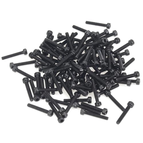 105 Pieces M2 x 10mm Socket Head Cap Screws, Thread Pitch 0.4mm, Sutemribor M2 Black Screws, 12.9 Grade Alloy Steel, Black Oxide Finish, Fully Threaded - size: M2 x 10mm, style: Socket Head