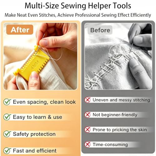 6pcs Edge Stitch Lock Sewing Gauge, Clip-On Sewing Ruler Spacing Sewing Clips, 2/3/4/5mm Hand Sewing Helper, Time-Saving Uniform Stitch Tool, Quilting DIY Dressmaking Accessories - size: 6pc