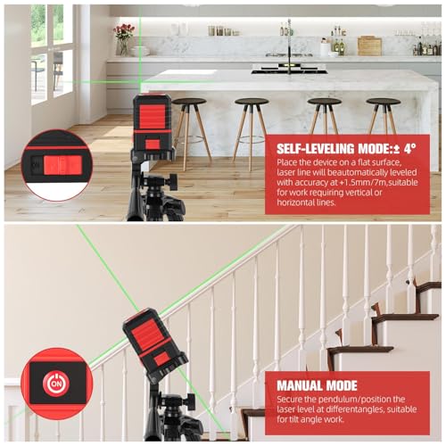 Laser Level with Tripod, 100Ft Green Cross Line Rotary Laser Tool