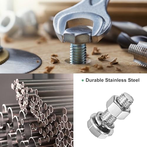 M METERXITY 10-Pack Hex Head Screw Bolt with Nuts Flat & Lock Washers M12x35mm Stainless Steel Bolts and Nuts Kit Fully Threaded Metric Bolt Assortment for Equipment/Machinery - size: M12x35mm