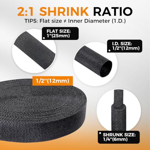 Automotive Heat Shrink Wire Sleeve Cord Protector 1/2''-66ft - size: 1/2"-66ft