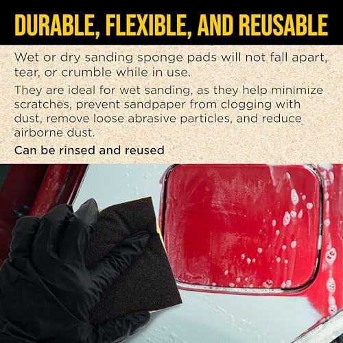 Dura-Gold 80 Grit Double-Sided Sanding Sponges, Box of 10 - Performance Flex 4.7" x 3.9" Wet or Dry Flexible Softback Sandpaper Sponges, Hand Sanding Abrasive Block Pad - Home, Wood, Metal Auto Paint - style: 80 Grit