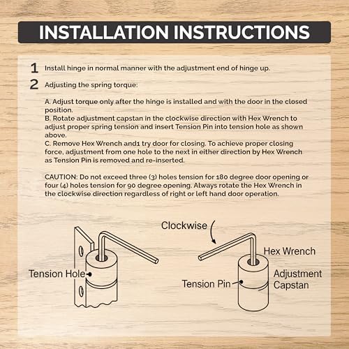 Hinge Outlet Adjustable Spring Hinges, 4 Inch with 5/8 Inch Radius in Satin Brass, Self Closing, Door Closing Hinges, 4 Pack - color: Satin Brass, size: 4" x 4" with 5/8" radius (Pack of 4)