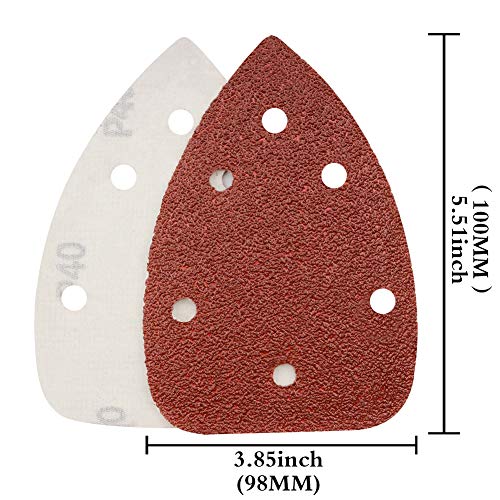 Mouse Detail Sander Sandpaper, 40 PCS Palm Mouse Sander Pads, Assorted 6 Holes Hook and Loop Triangle Sandpaper (40/60/80/120 Grit)-10 PCS for Each Grit by SANJIAN - color: 40-120 Grit Assorted