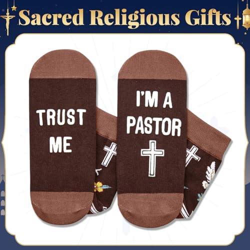 HAPPYPOP Funny Gifts for Women Men - Mechanic Graphic Designer Bus Driver Plumber Sock - color: Trust Me Pastor