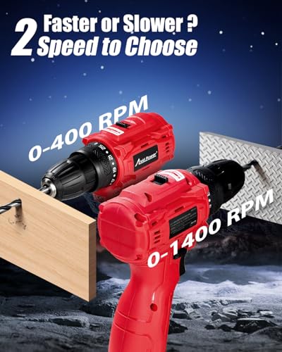 AVID POWER 12V Brushless Cordless Power Drill Driver Set 28Nm 2.0Ah Battery - color: Red