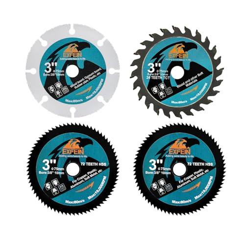 3 Inch Circular Saw Blades Sets for Metal & Wood Cutting, 75mm Cutting Discs Fits Angle Grinder with 3/8"(10mm) Arbor - size: Variety Set(for Metal/Wood)