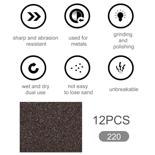 12Pcs Sanding Sponge 220 Grit Fine Sanding Blocks | Brown corundum sponge, washable & reusable, wet/dry sanding, cut to size, 6.8x9.7cm, for wood/metal/drywal - size: 12PCS-220 Grit