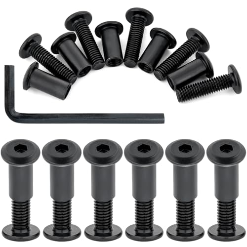 25 Pcs M8x30mm Black Furniture Bolt Cabinet Connector Screws for Furniture - size: M8x30mm