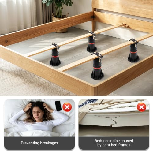 LOSCHEN 2 PCS Adjustable Bed Support Legs with Metal Fixing Accessories, 8.4-13.5 Inch，Heavy Duty Bed Frame Support Feet,Bed Support Reinforcement Parts, Replacement Legs - size: 8.4-13.5 inch (2pcs)