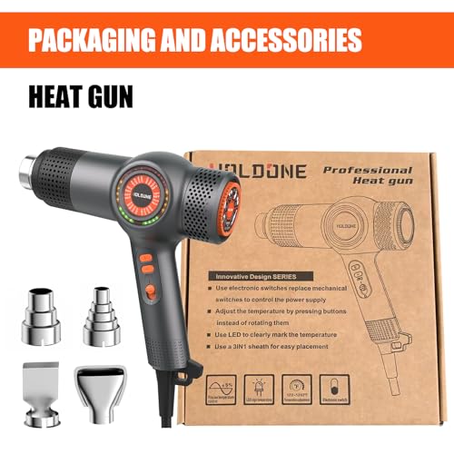 Heat Gun 1800W Fast Heating Hot Air Gun with 4 Nozzles for Vinyl Wrap & DIY