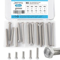 M8 x 60mm 65mm 70mm 75mm 80mm Hex Bolts, Hexagon Head Screws, 304 Stainless Steel(A2-70), Metric Fully Thread, Bright Finish, Assortment Kit 15PCS - size: M8x60-80mm(15PCS)