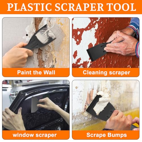 15 Pack Plastic Putty Knife, Putty Knife Scraper for Spackling, Scraper Tool Set in 6 Sizes, Flexible Knives for Taping Drywall Wall Painting