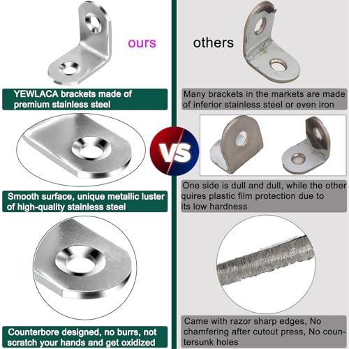 20 PCS Corner Braces 25mm x 25mm Stainless Steel 90 Degree Joints Right Angle Bracket L Shaped Corner Brackets Fastener for Wood Furniture, Screws Included - size: 25*25mm/ 1in