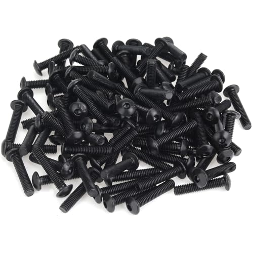 105 Pieces M4 x 20mm Button Head Socket Cap Screws, Thread Pitch 0.7mm, Sutemribor M4 Black Screws, 10.9 Grade Alloy Steel, Black Oxide Finish, Fully Threaded - size: M4 x 20mm, style: Button Head