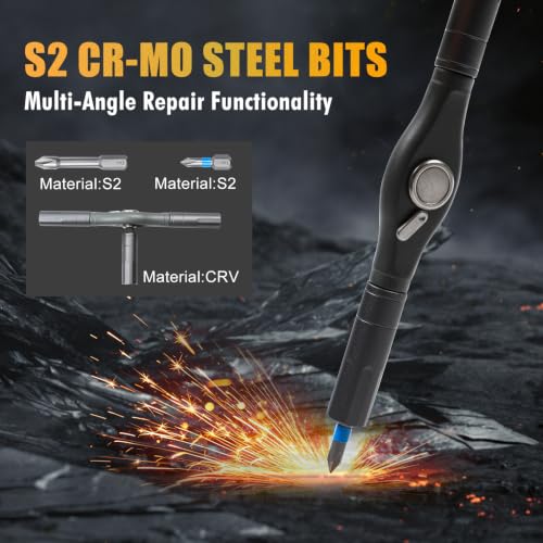 X-STEEL 42 in 1 Ratchet Screwdriver Set,T Handle Magnetic Screwdriver Sets | S2 Multi Bit Ratcheting Screwdriver Kits with Storage Case Repair Tool Kit for Gifts,Furniture,Computer,Bicycle and DIY - size: 42PCS
