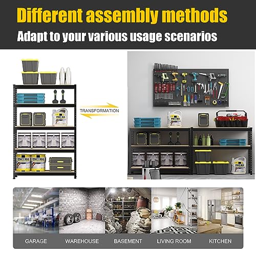 PrimeZone 48"W x 24"D x 72"H Garage Storage Shelves, 5-Tier Metal Shelving - size: 48"W x 24"D x 72"H