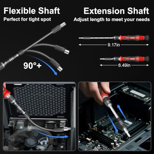 STREBITO Electric Screwdriver, 144-in-1 Precision Screwdriver Set - color: Red