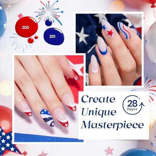 Beetles 4th of July Gel Nail Polish Set, 6 Color Red White Blue - color: A-Red White Blue | Song of freedom