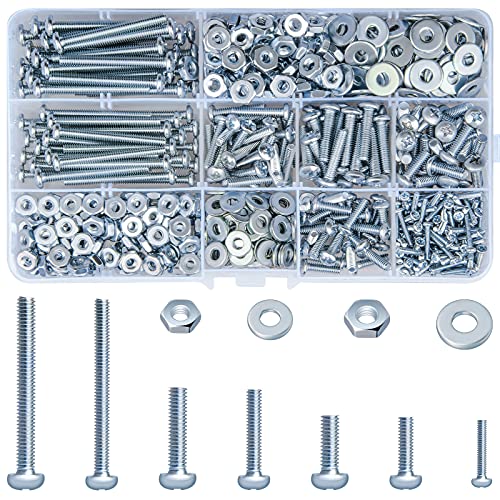 651Pcs #8-32#6-32#2-1/2 Machine Screw Phillips Pan Head Set Screws Assorted Nuts and Bolts and Washers, Cabinet Door and Drawer Screws - size: G. #8-32#6-32#2-1/2