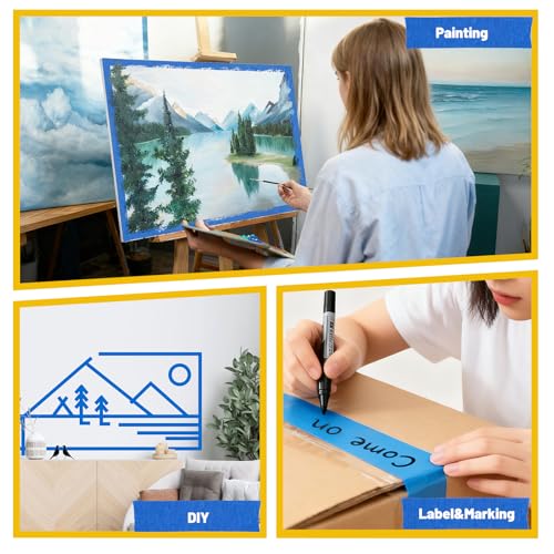 Aheroi Painters Tape, Masking Tape 1 Inch Wide Blue Tape 24 Rolls(1320yds) - color: 1in*55yd*24